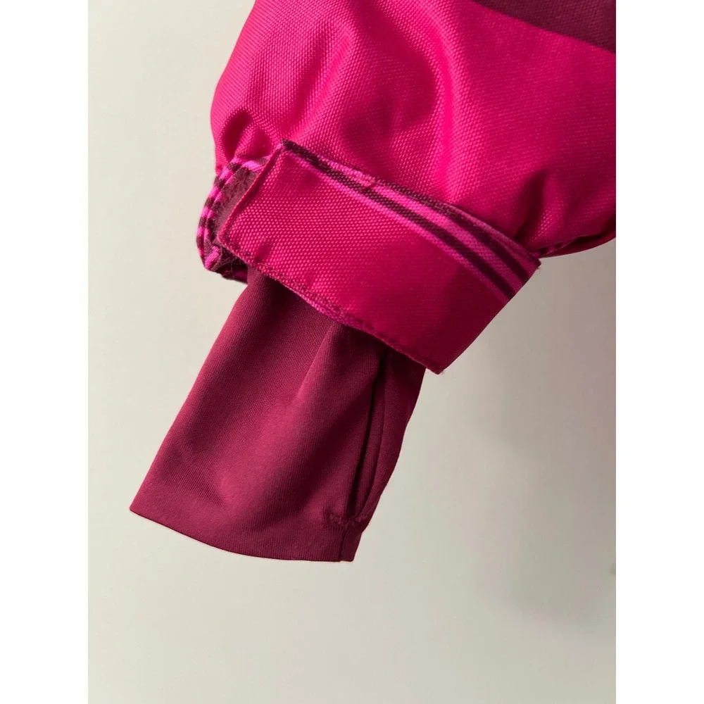 Minymo Kids Pink Striped Hooded Winter Jacket Insulated Ski Coat Thumbhole Cuffs